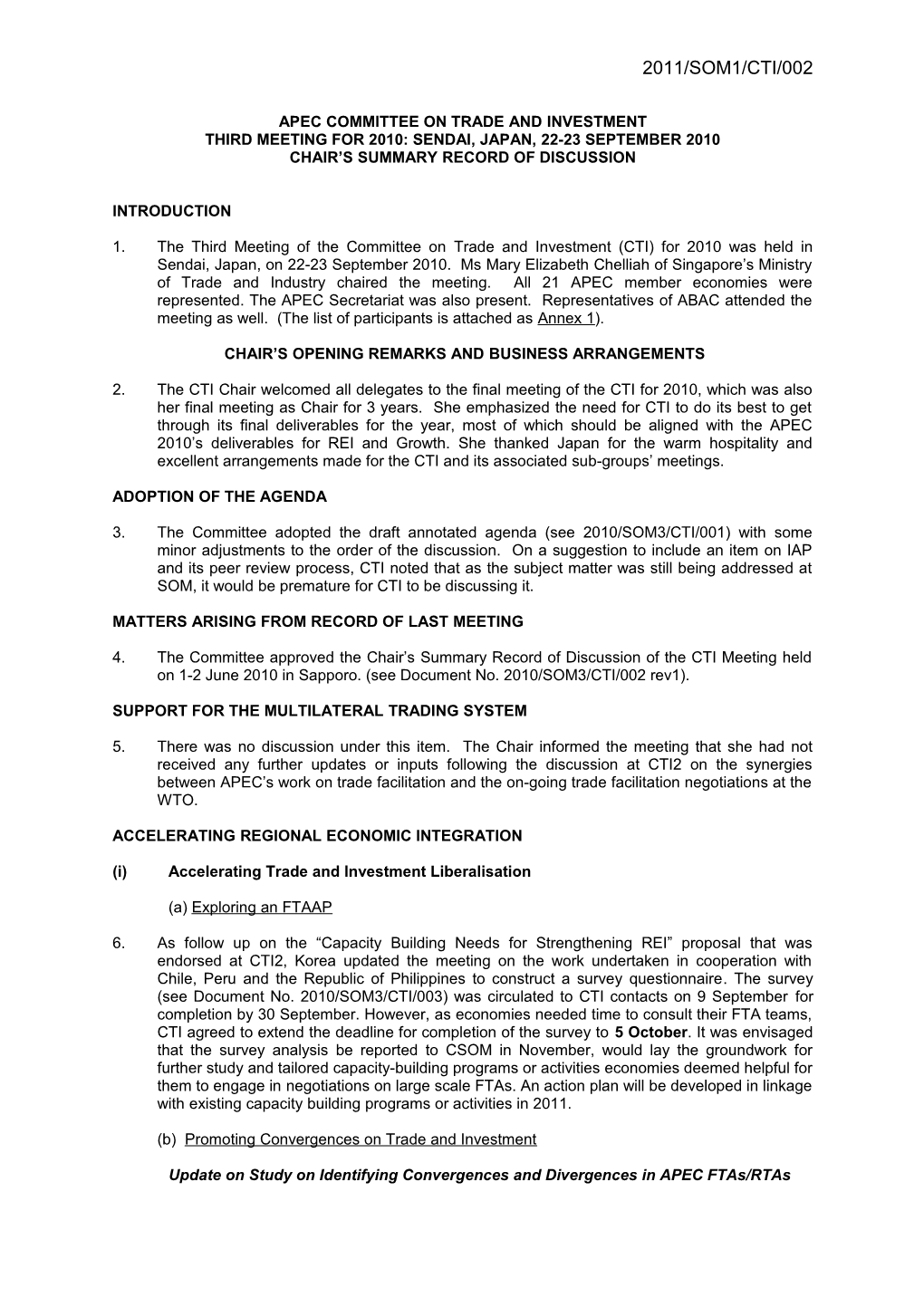 Apec Committee on Trade and Investment