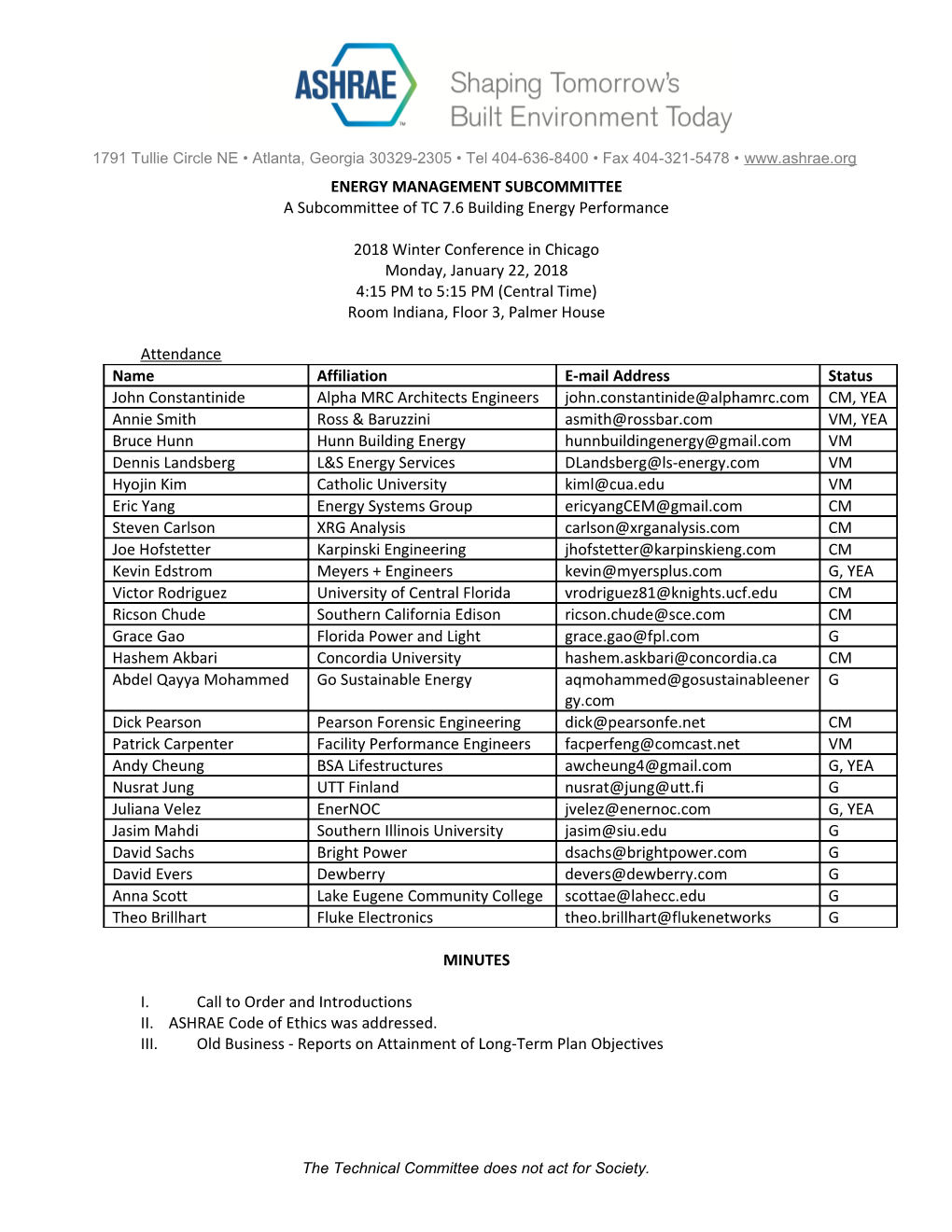 Energy Management Subcommittee