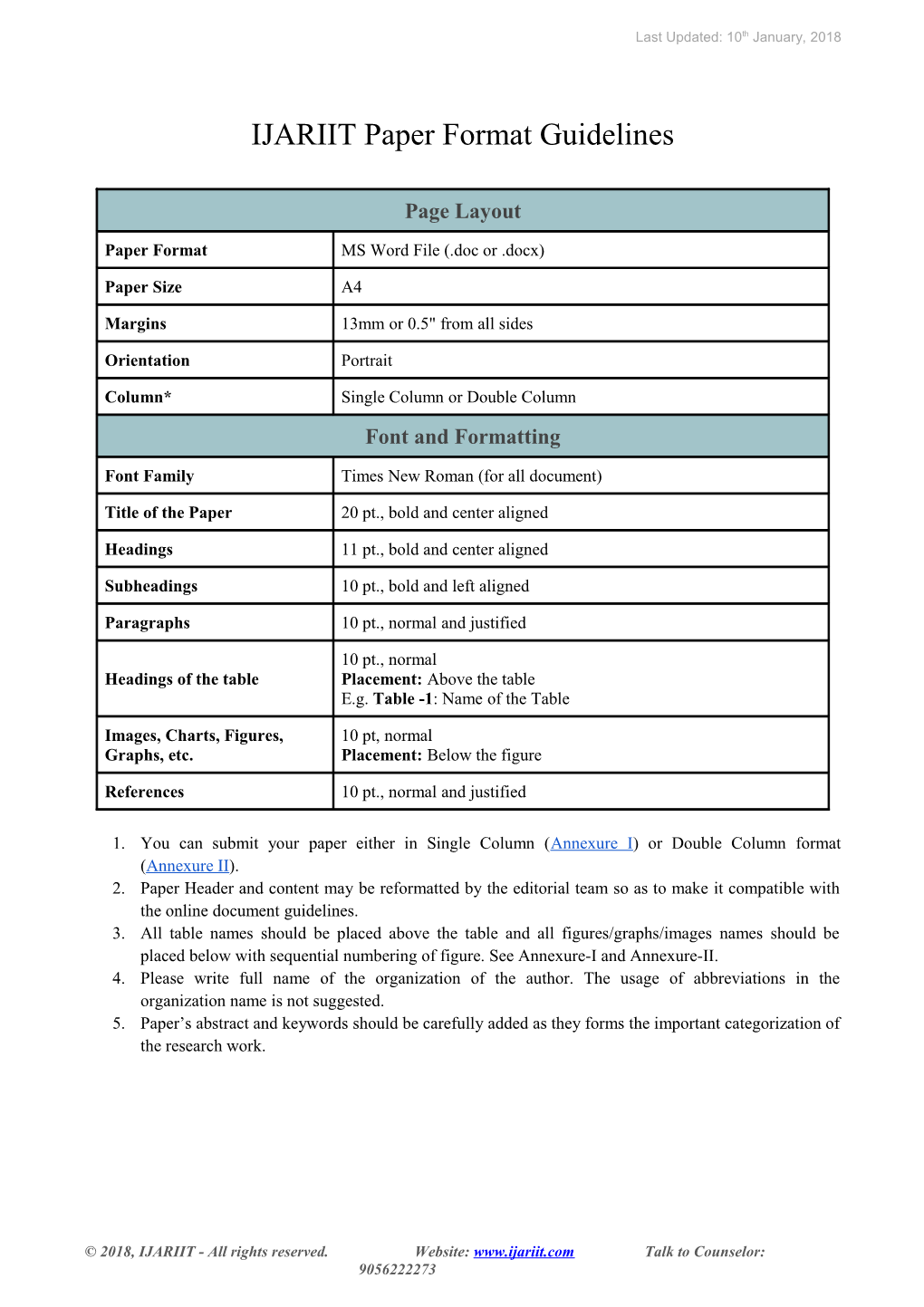 Paper Format Guidelines