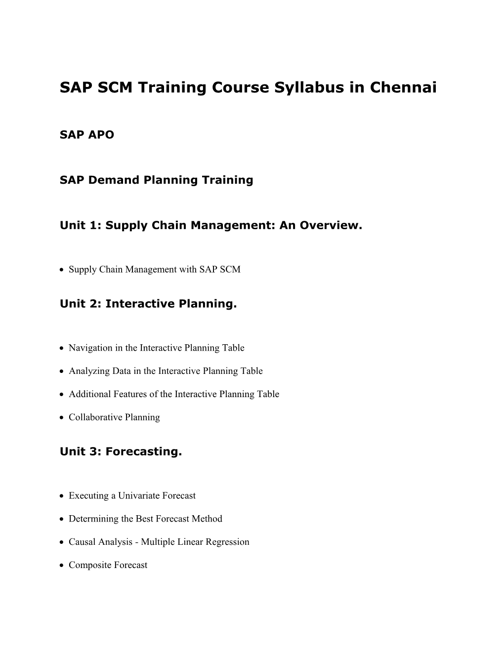 SAP Demand Planning Training