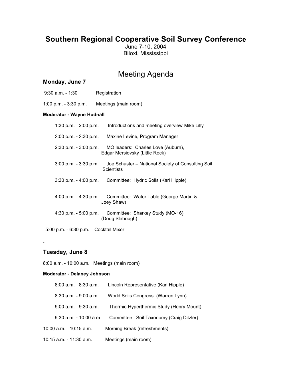 Southern Regional Cooperative Soil Survey Conference