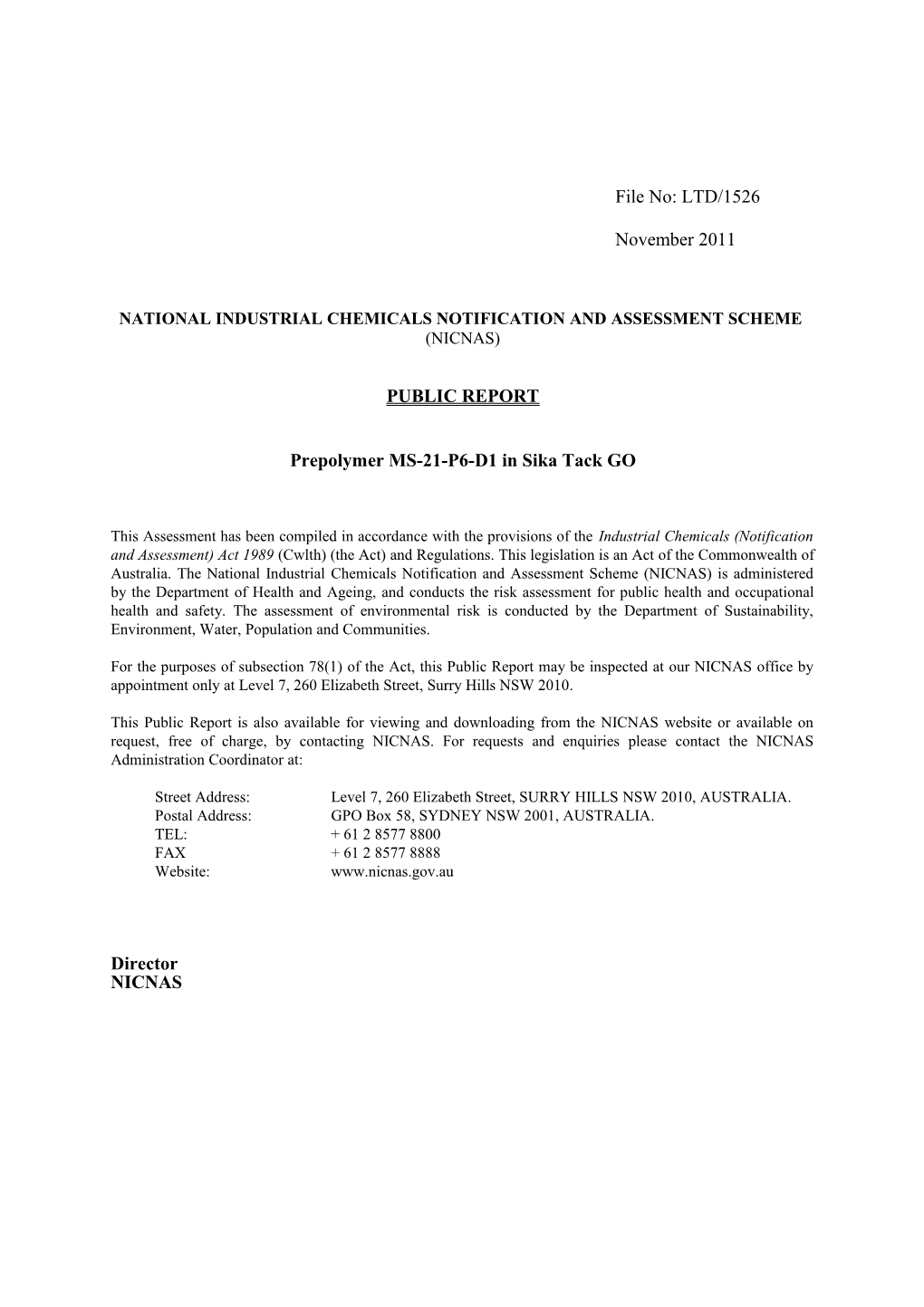 National Industrial Chemicals Notification and Assessment Scheme s22