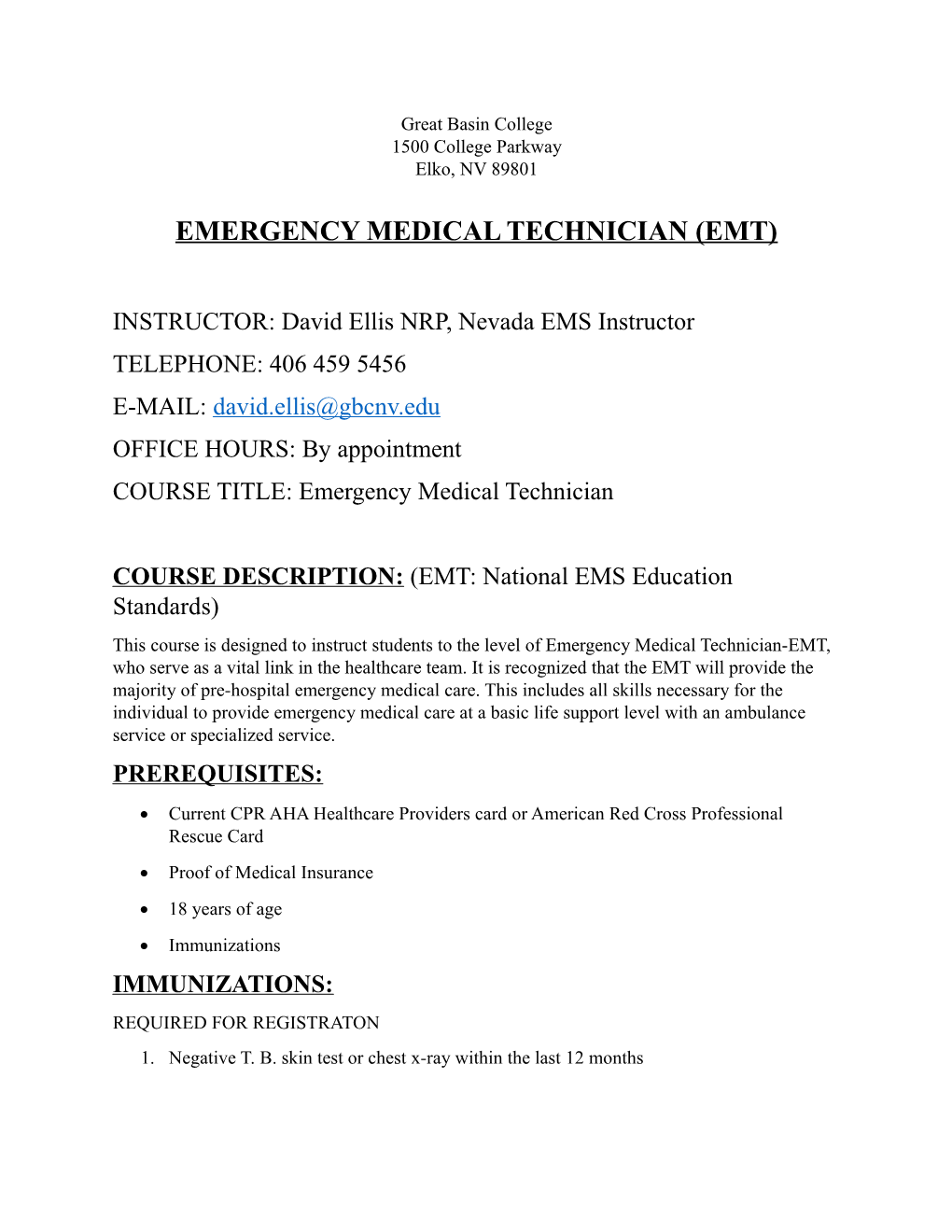Emergency Medical Technician (Emt)