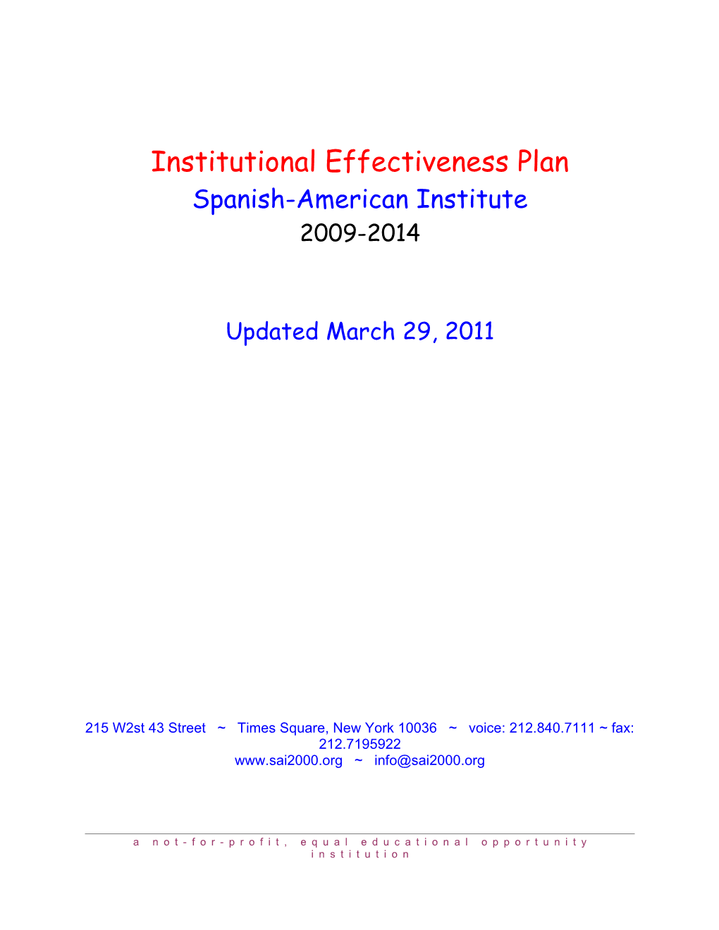 Institutional Effectiveness Plan