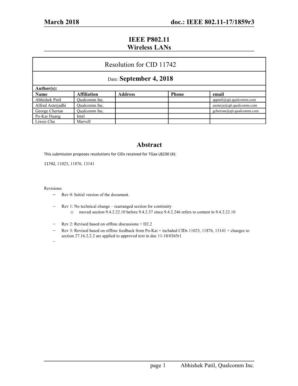 This Submission Proposes Resolutions for Cidsreceived for Tgax LB230 (4)