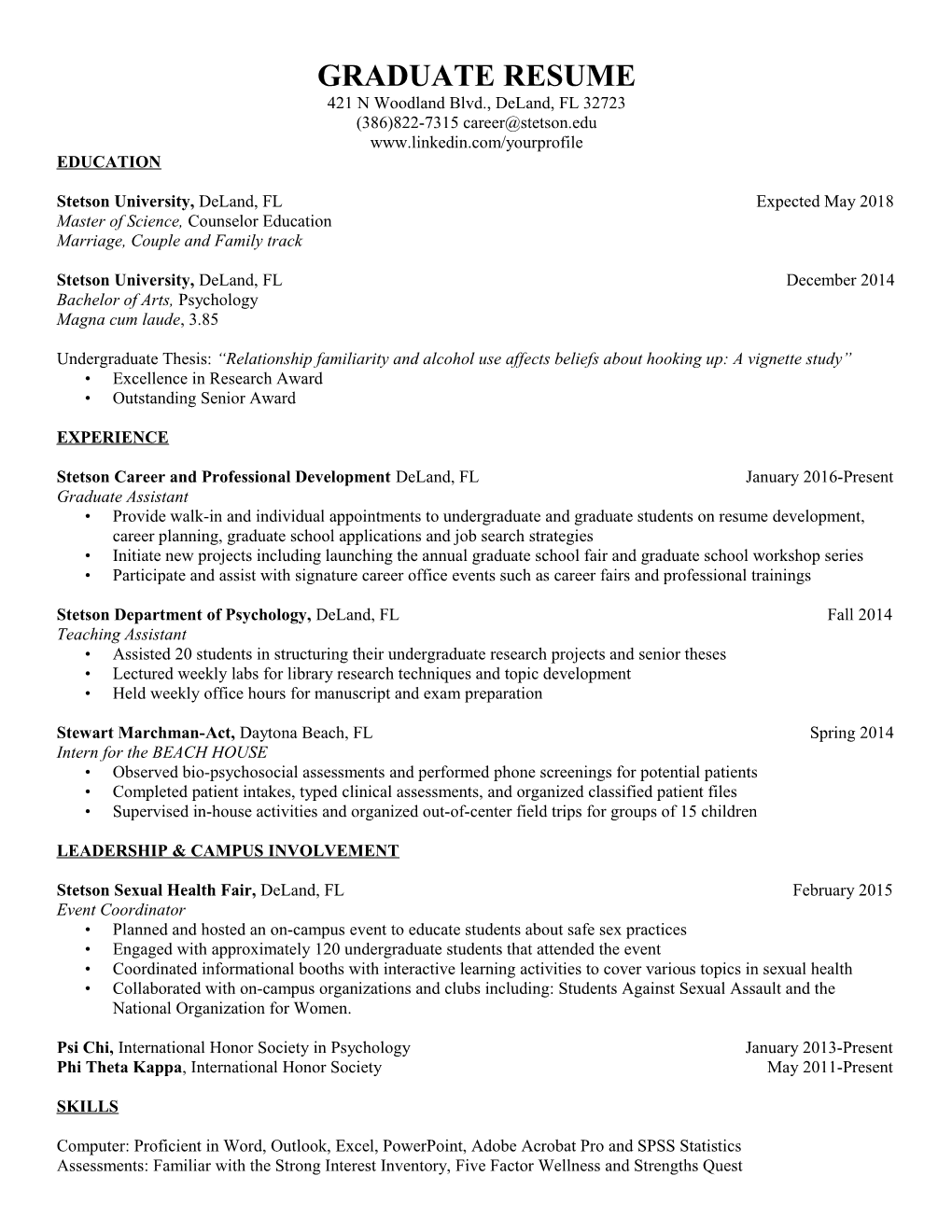 Graduate Resume