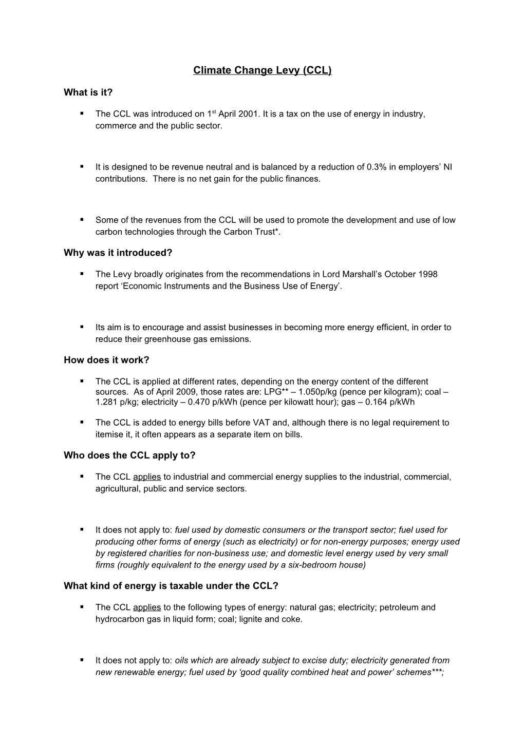 Climate Change Levy (CCL)