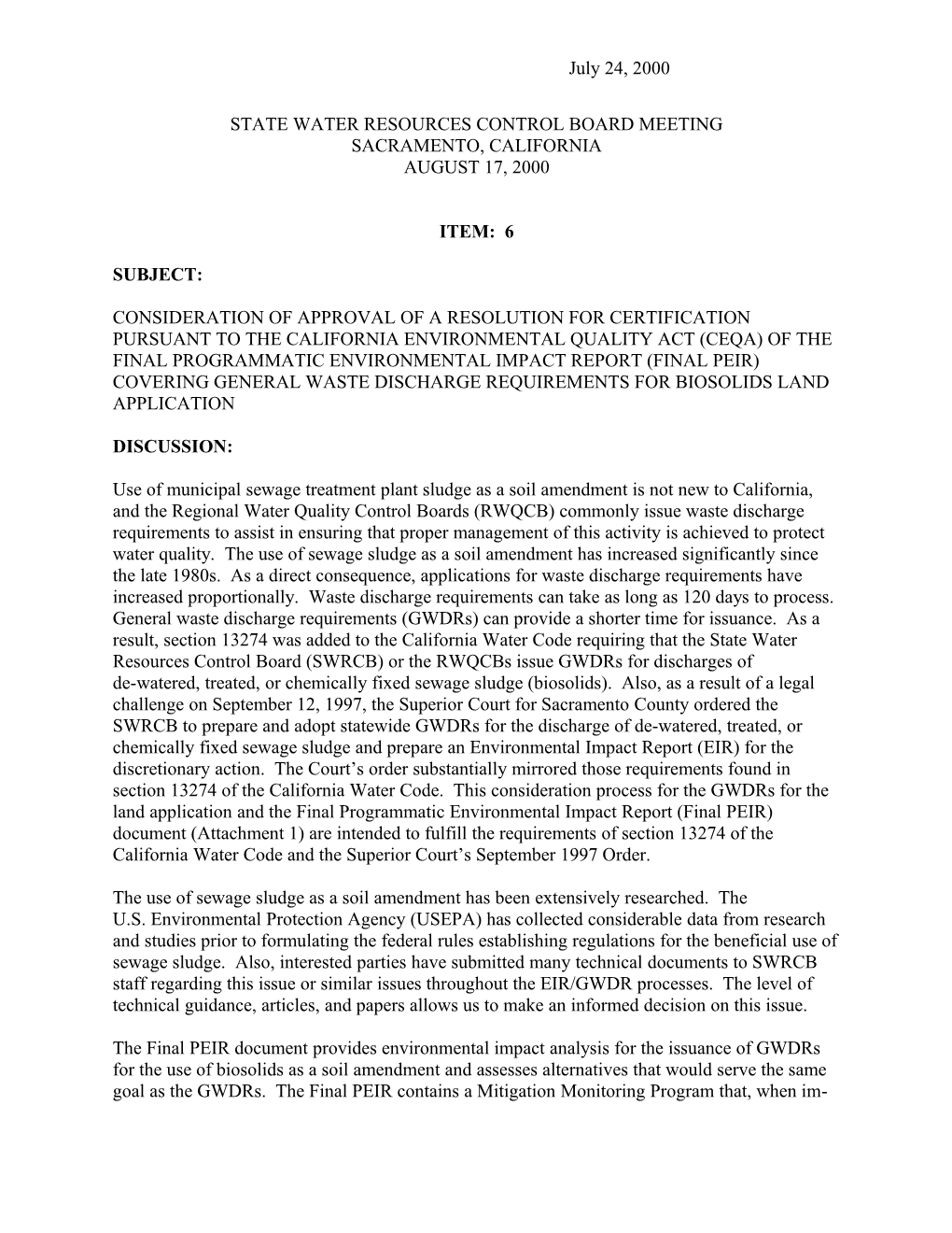 Biosolids Final PEIR