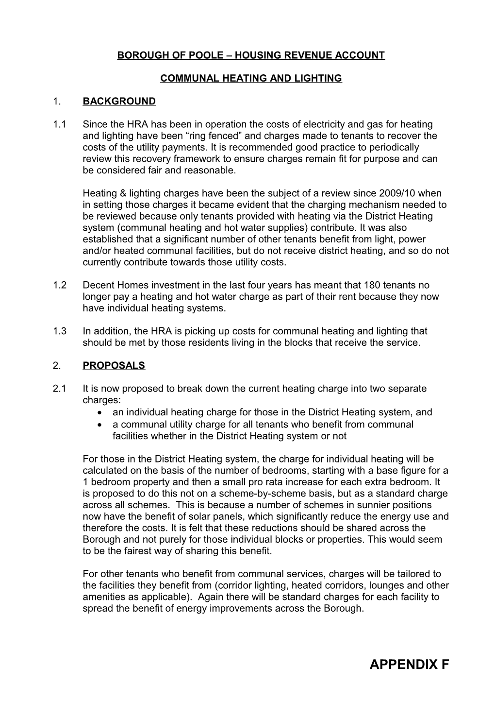 Housing Revenue Account - Appendix F