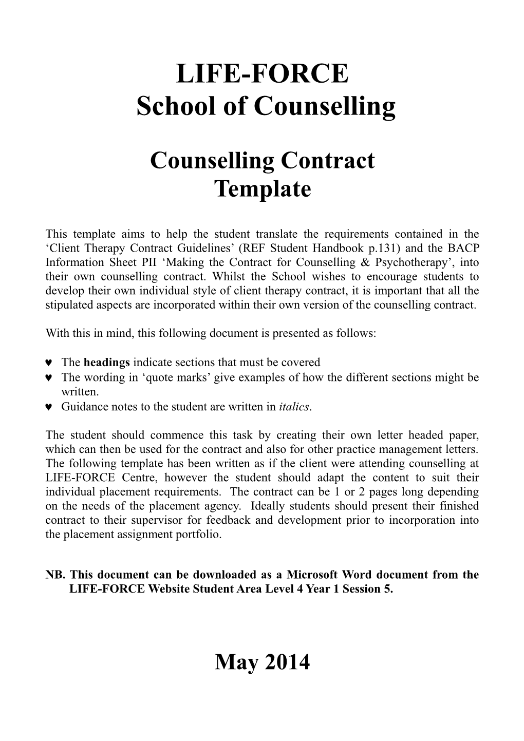 Counselling Contract