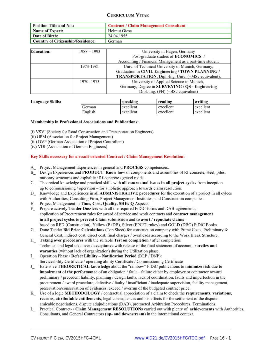 I) VSVI (Society for Road Construction and Transportation Engineers