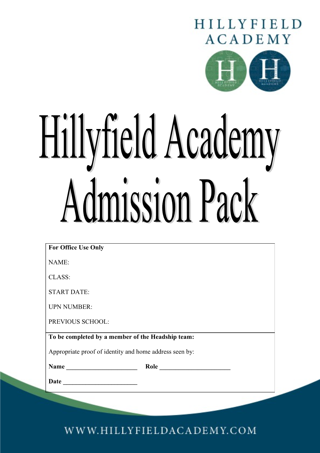 New Starter Admissions Form