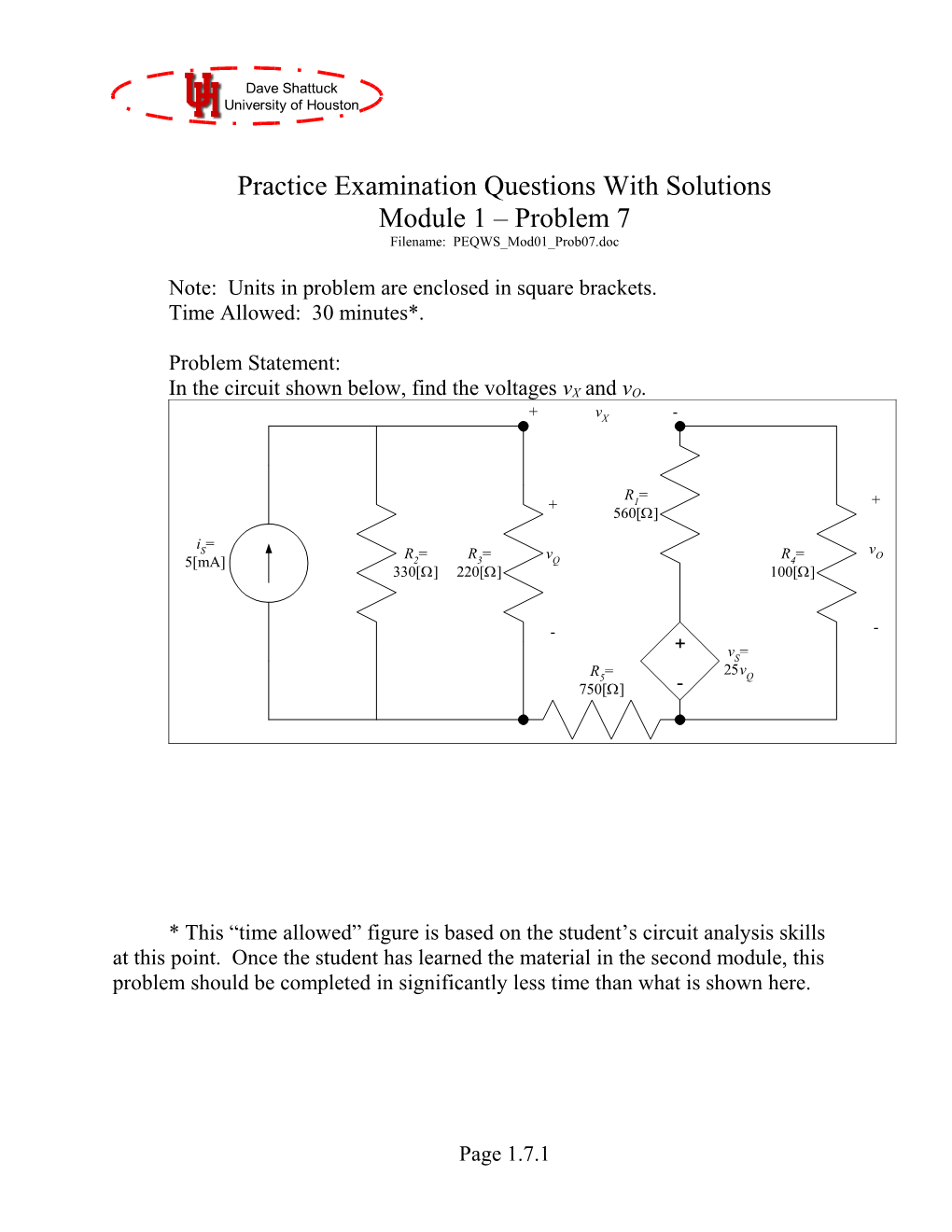 Practice Examination Module 1 Problem 7