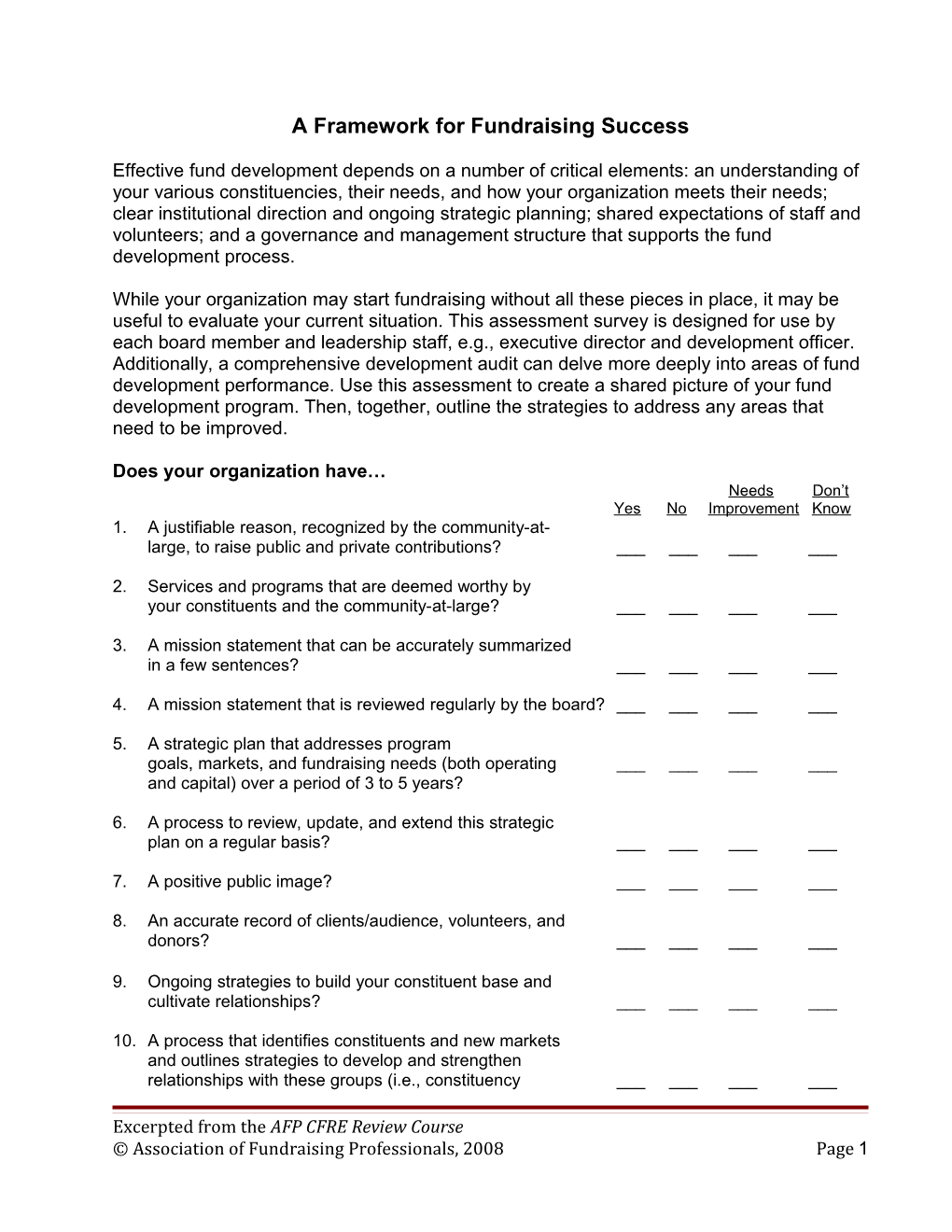 A Framework for Fundraising Success