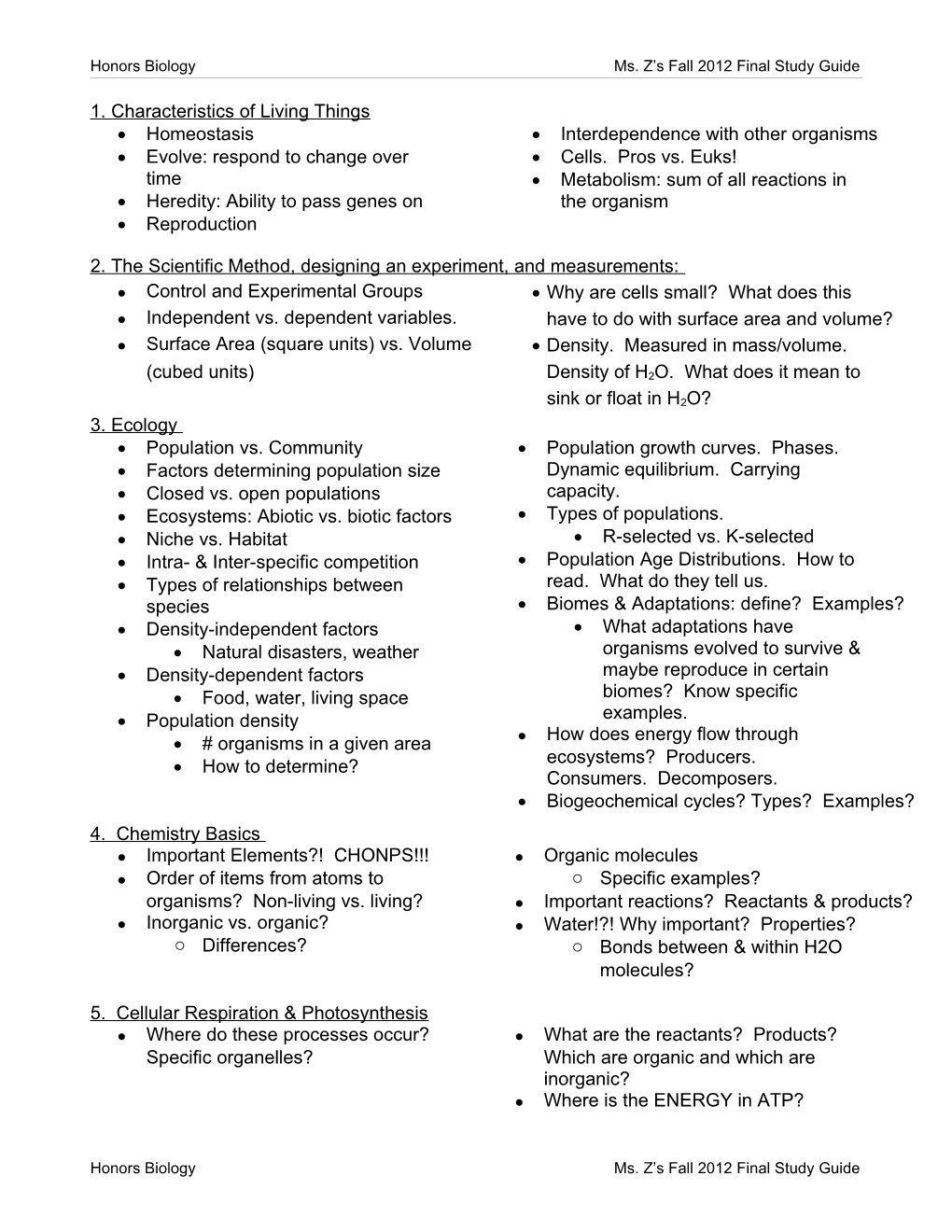 Characteristics of Living Things (Essay