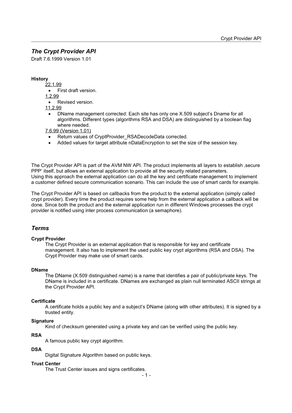 The AVM Application Programmer's Interface (AVM API) Specification