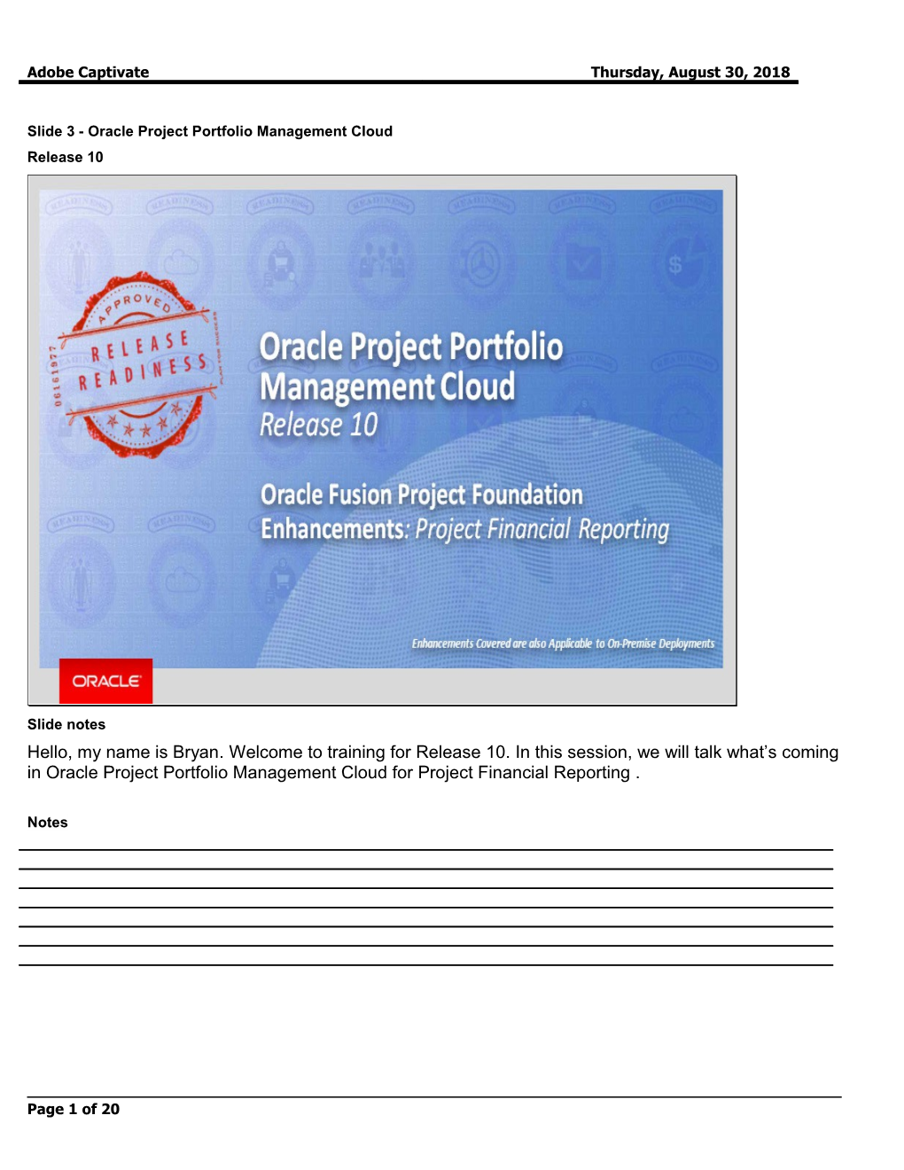 Slide 3 - Oracle Project Portfolio Management Cloud