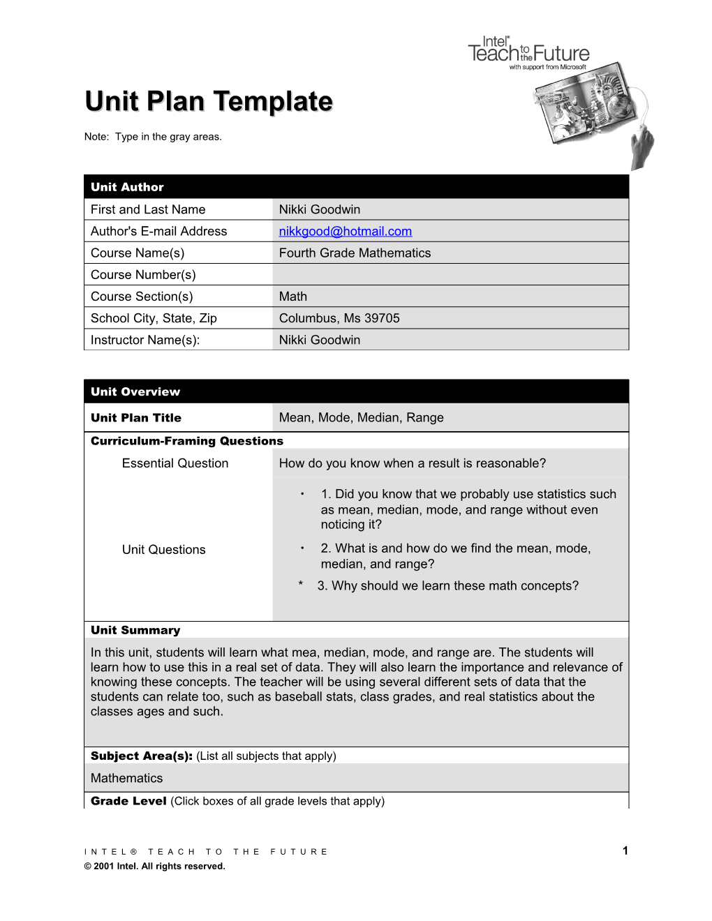 Unit Plan Template s20