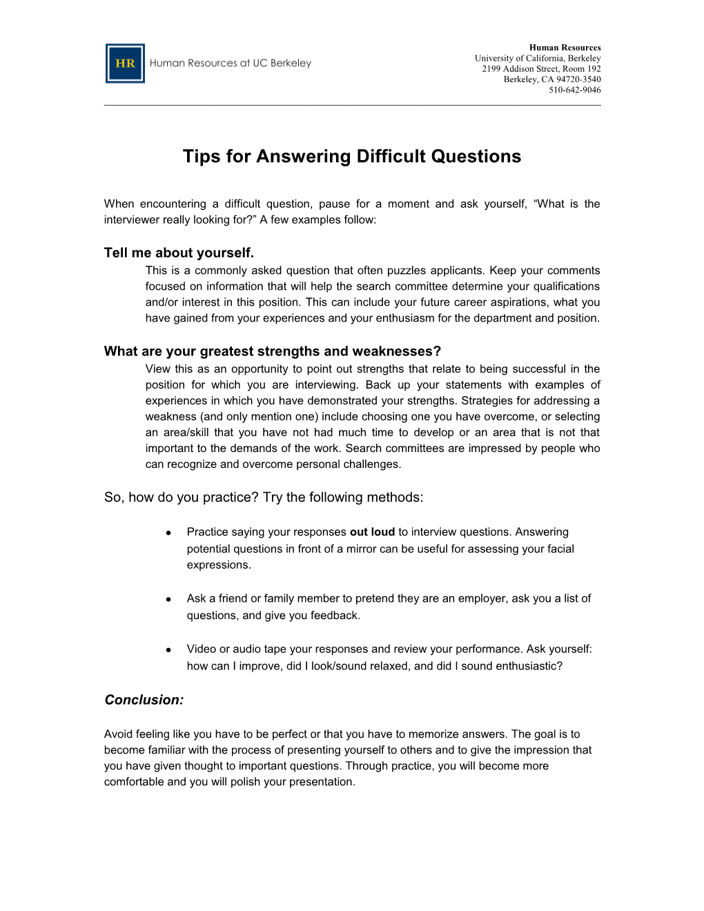 Tips for Answering Difficult Questions