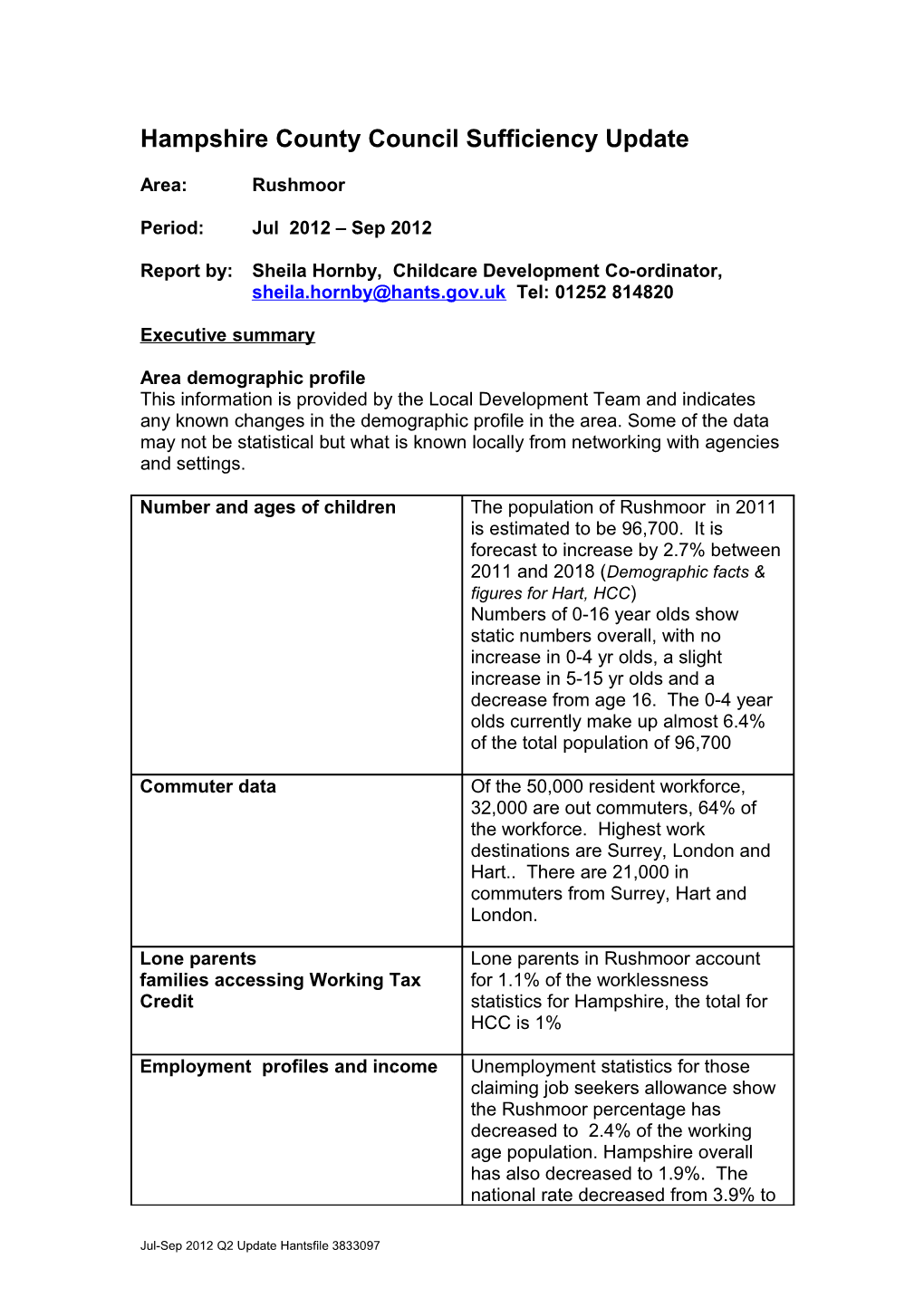 Hampshire County Council Sufficiency Update s2