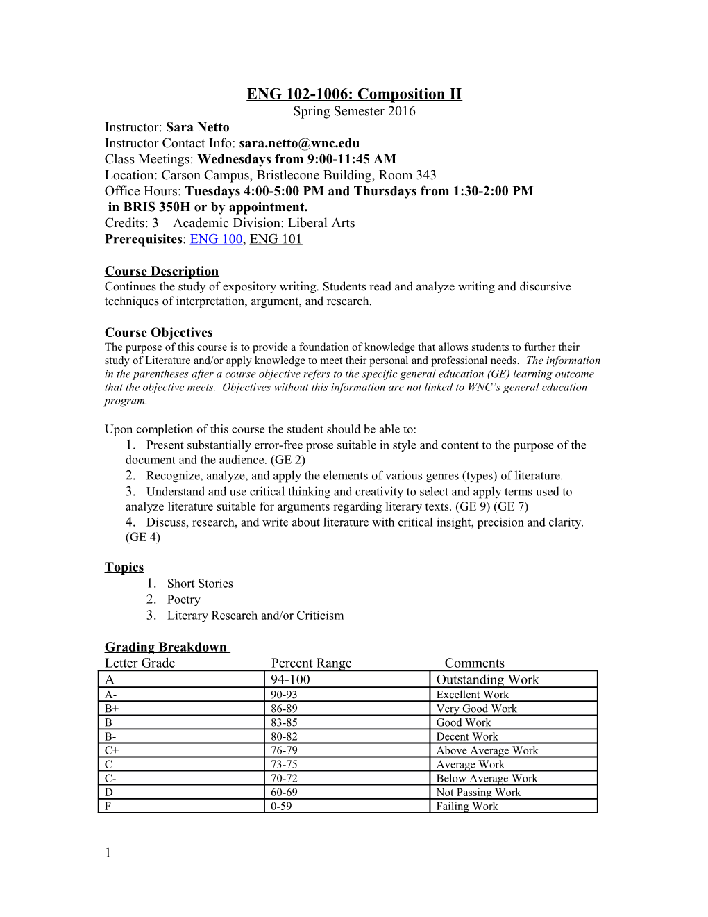 ENG 102-1006: Composition II