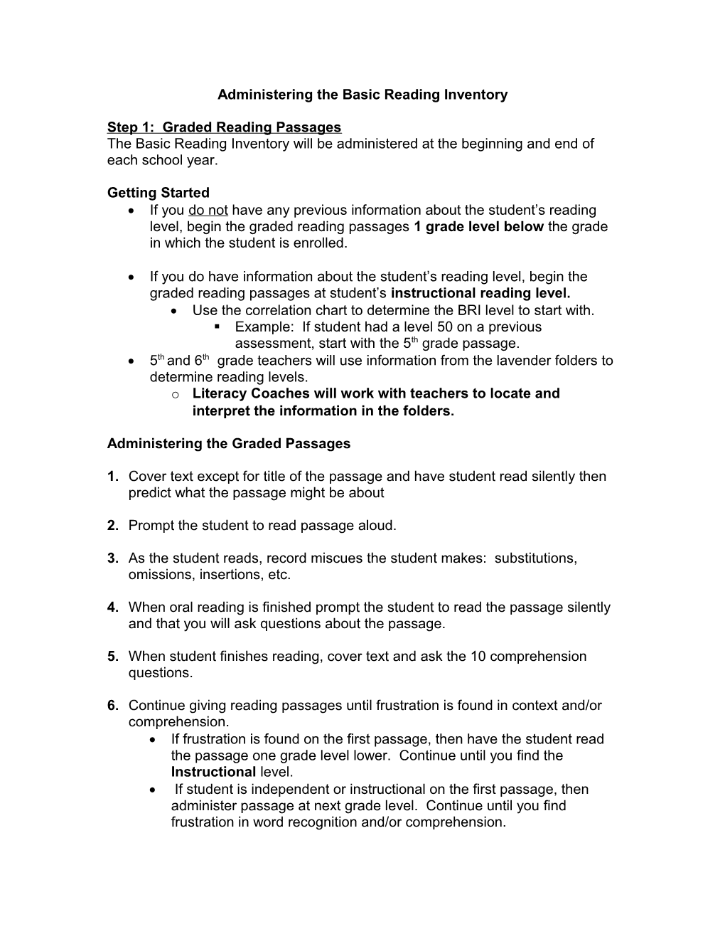 Administering the Basic Reading Inventory