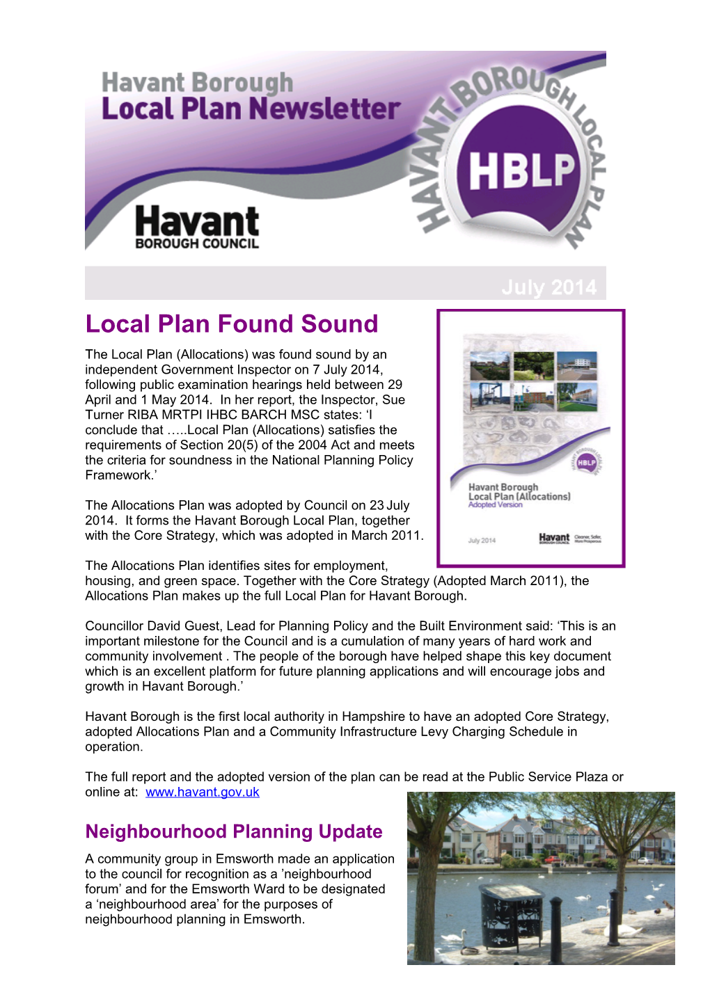 Local Plan Found Sound