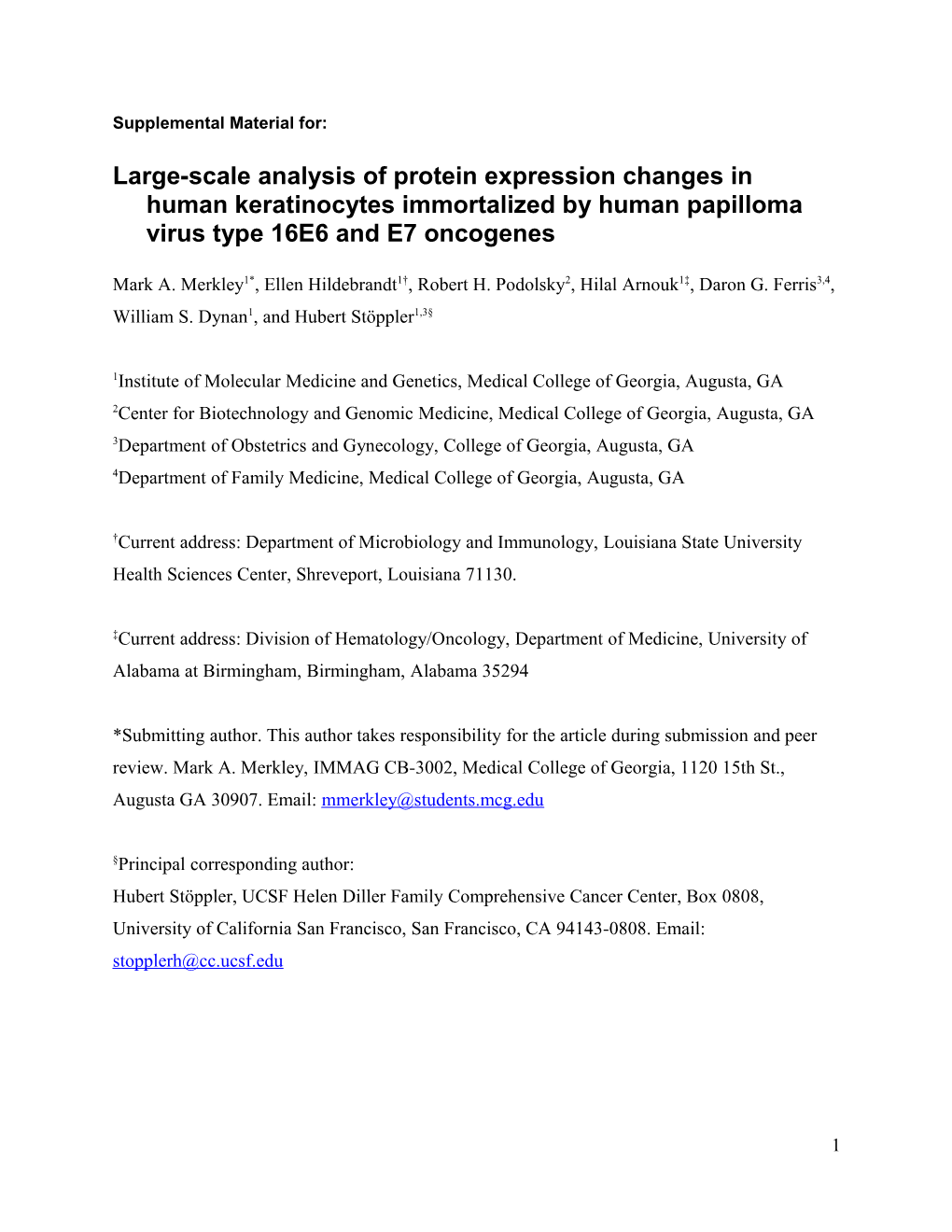 Let Ai Represent a Mean Log2-Transformed Expression Value for Protein I in HFK Cells, Normalized