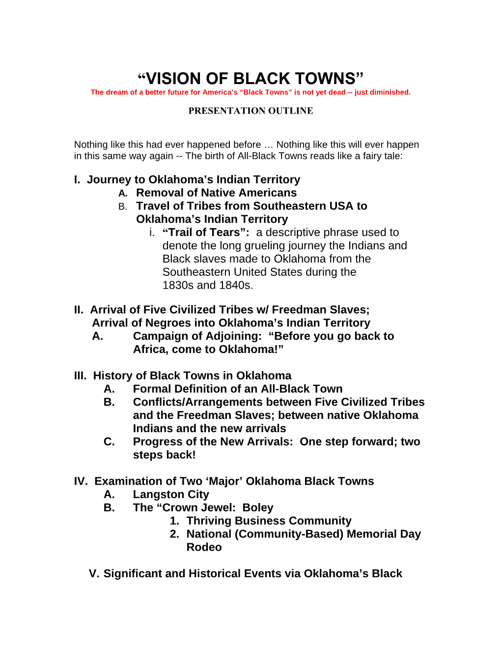 Vision of Black Towns
