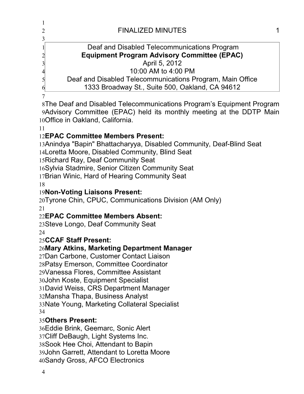 Equipment Program Advisory Committee (EPAC)