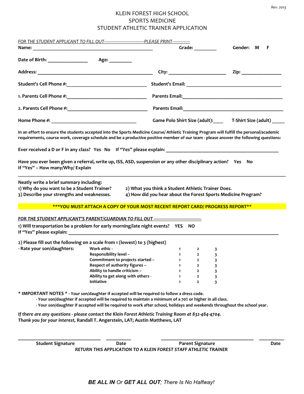 Student Trainer Application