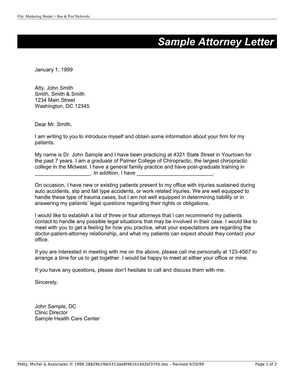 Sample Attorney Letter