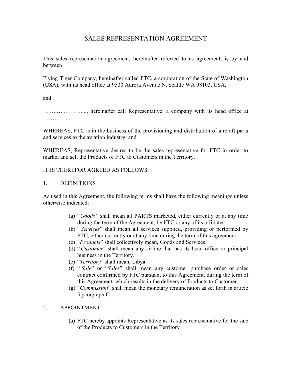 Sales Representation Agreement s1