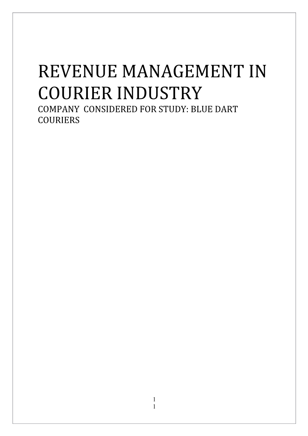 Revenue Management in Courier Industry