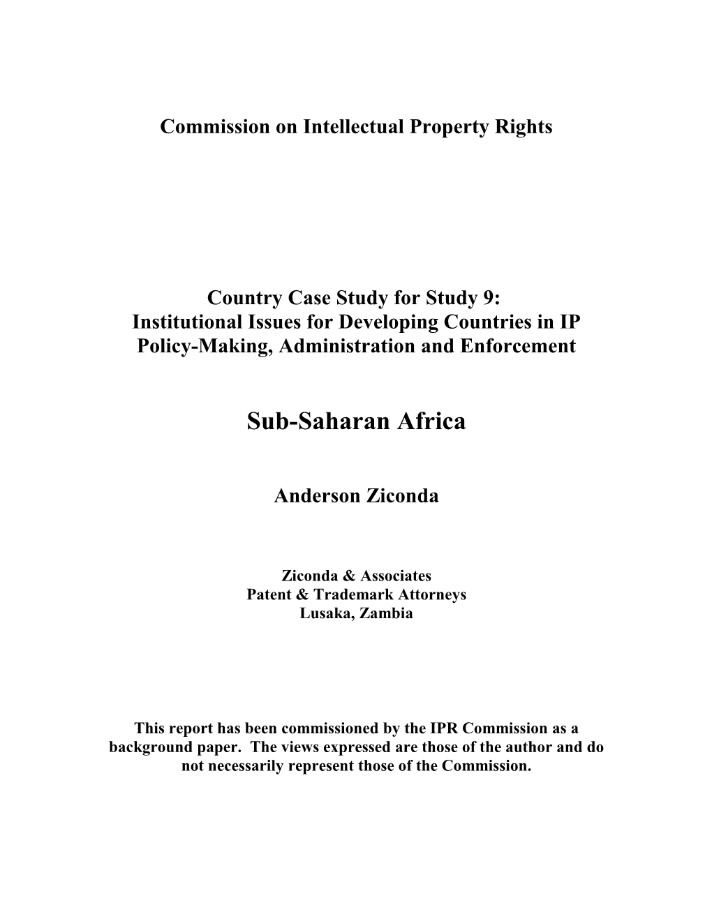 An Overview of Intellectual Property Policy, Administration and Enforcement in Selected