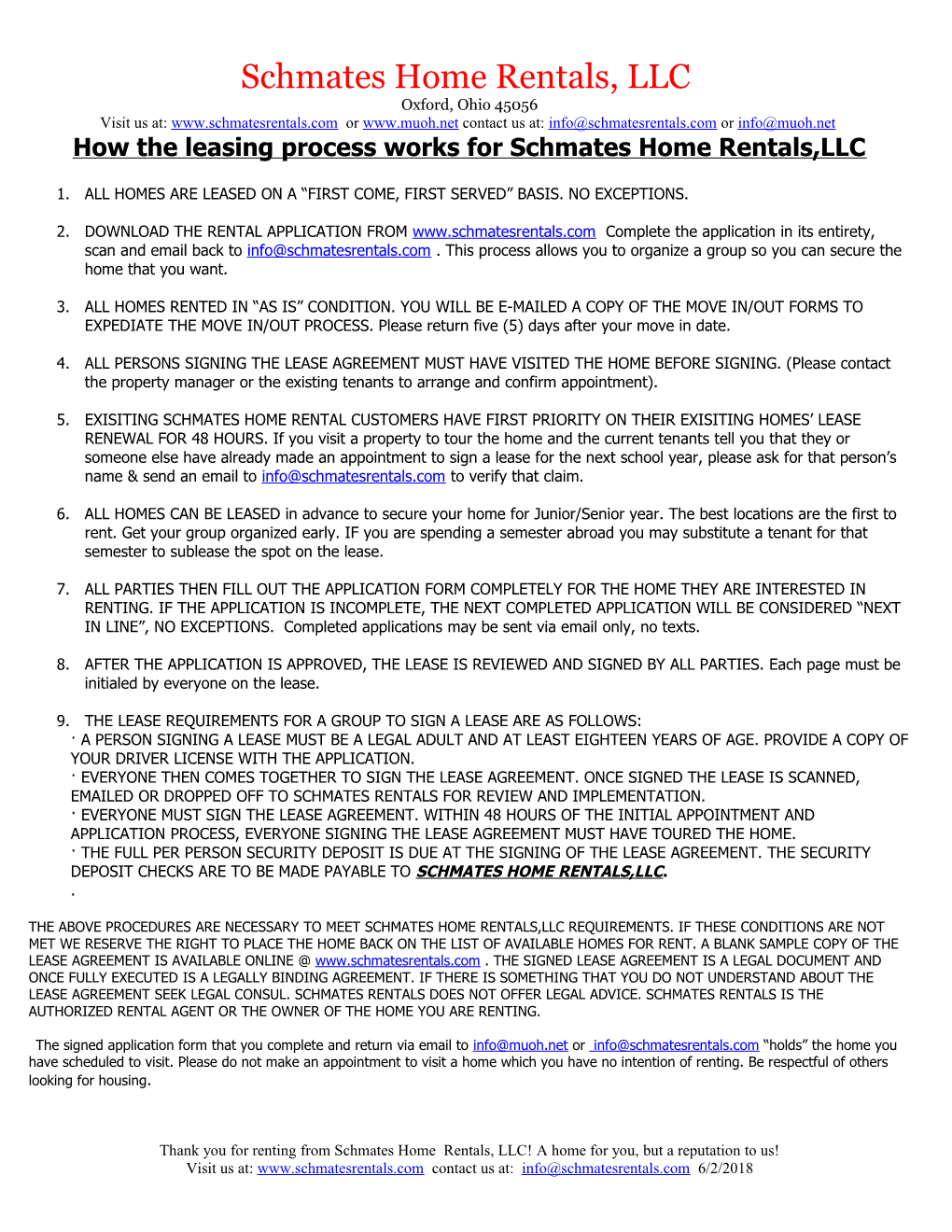 How the Home Leasing Process Works for Schmates Rentals