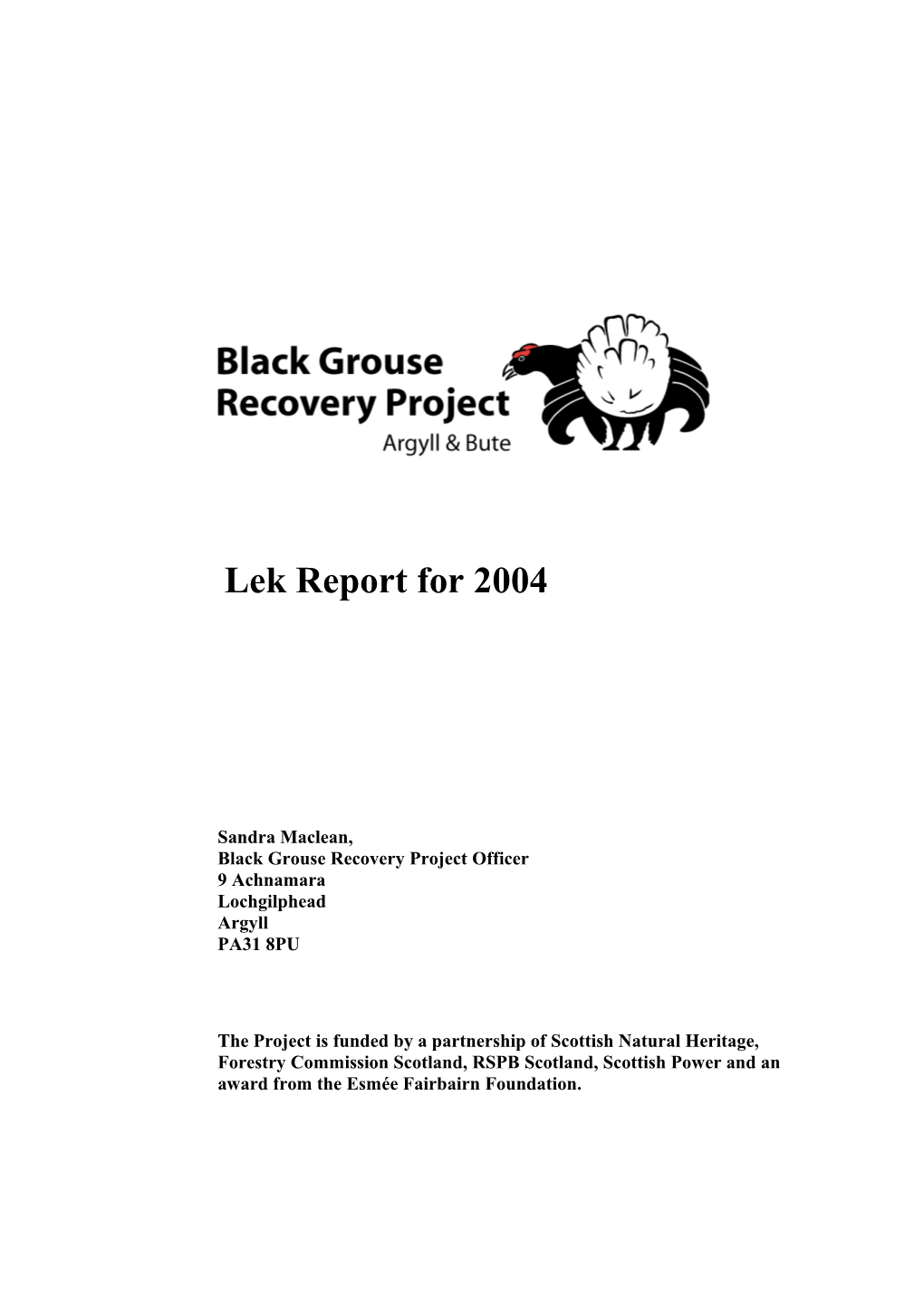 Black Grouse Recovery Project Officer