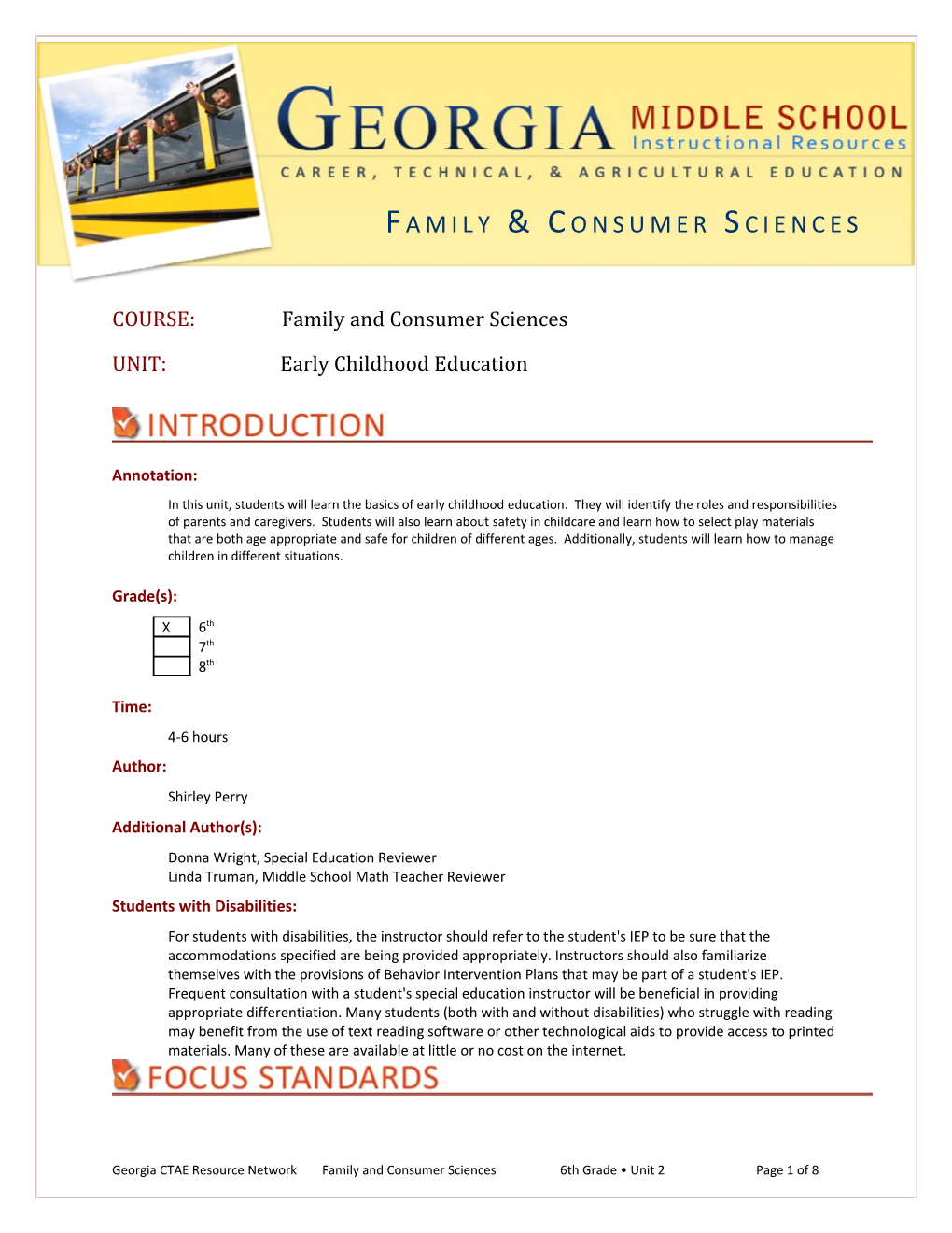 COURSE: Family and Consumer Sciences
