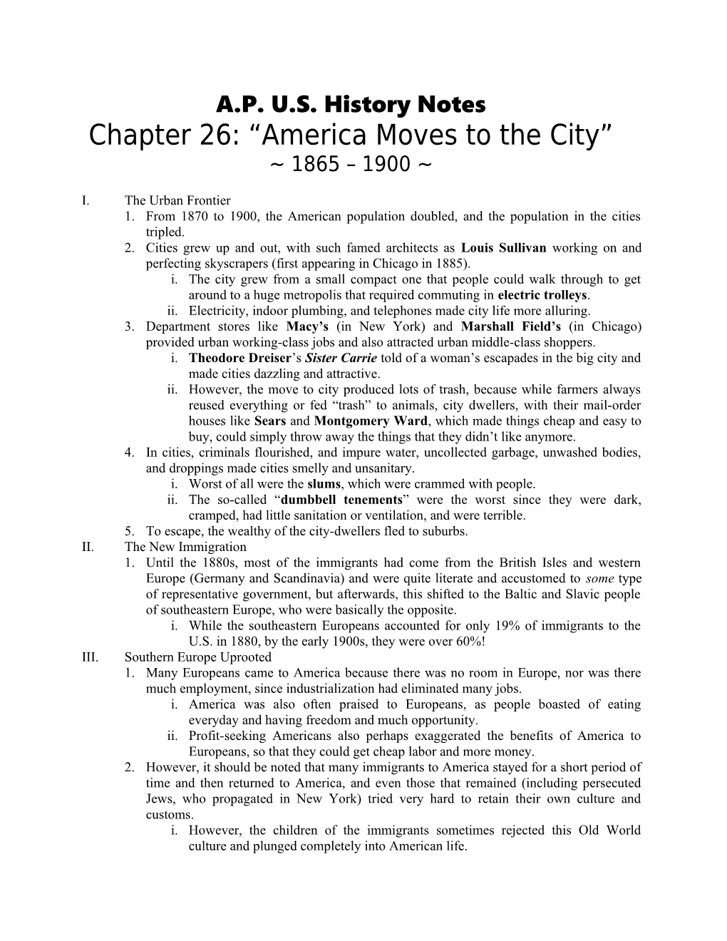 Chapter 26: America Moves to the City