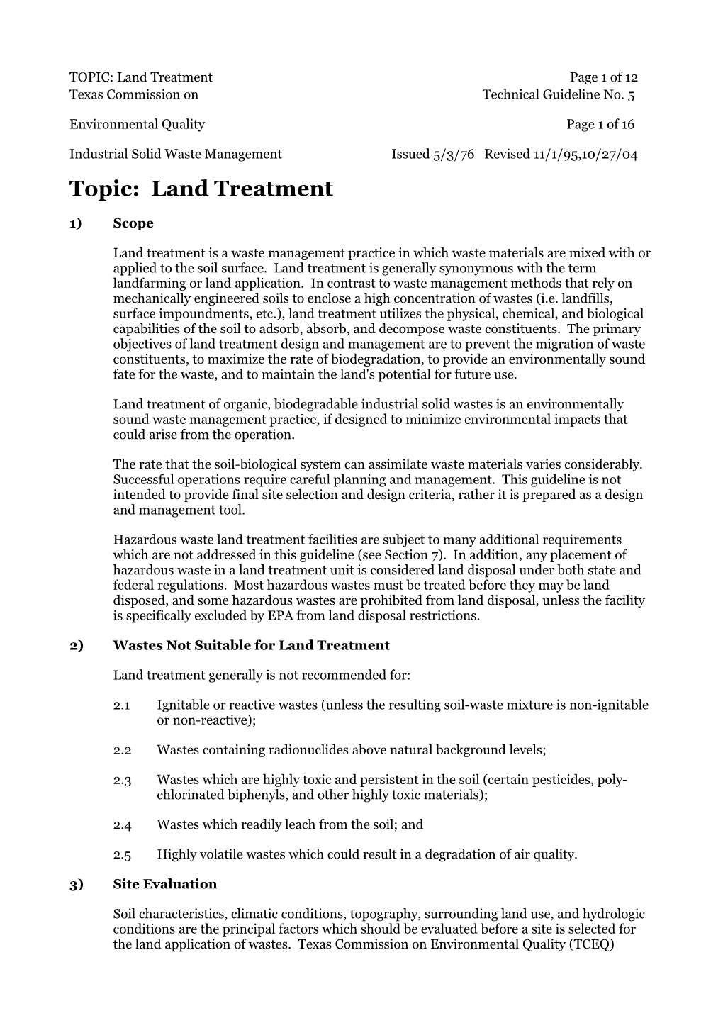 TOPIC: Land Treatment Page 14 of 14