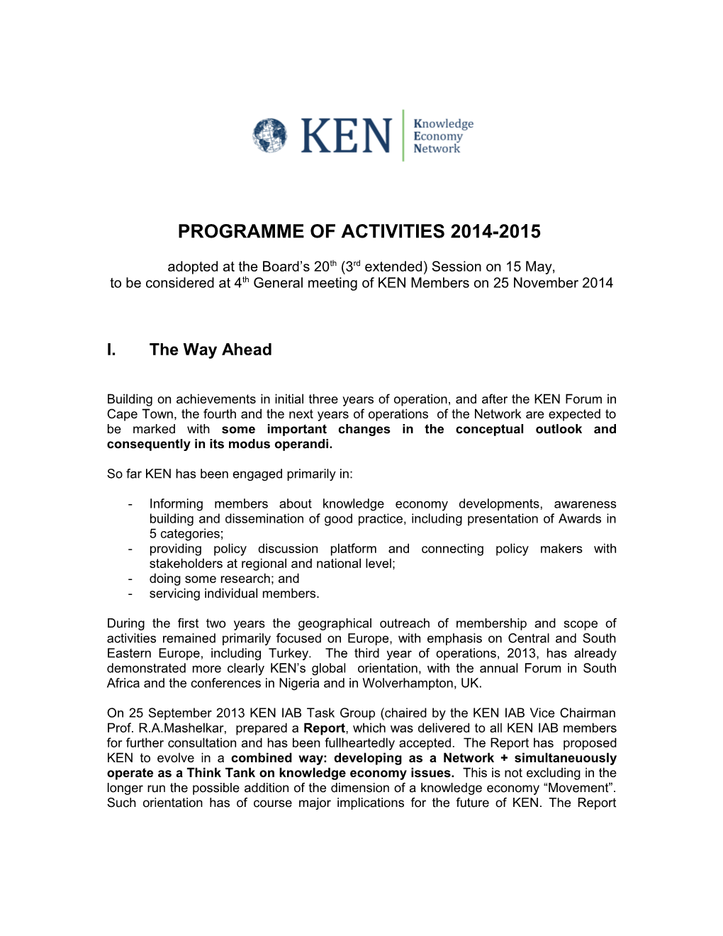 Programme of Activities 2011-2012
