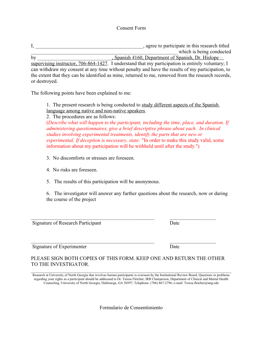 Participant Consent Form