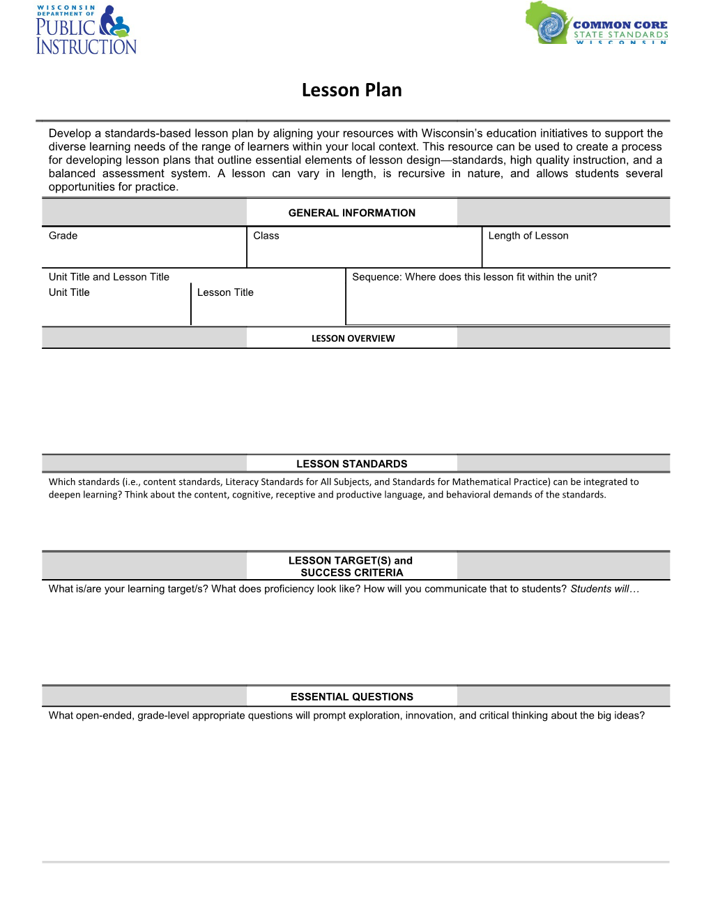 DRAFT April 2013 Wisconsin Department of Public Instruction