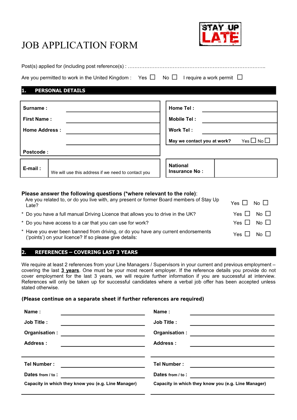 Job Application Form s18