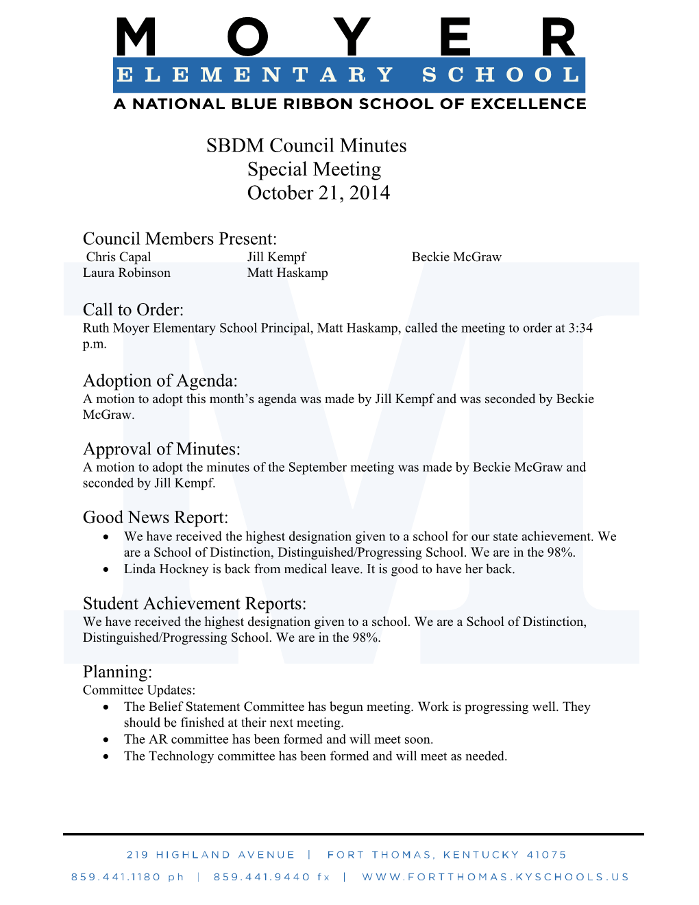 SBDM Council Minutes