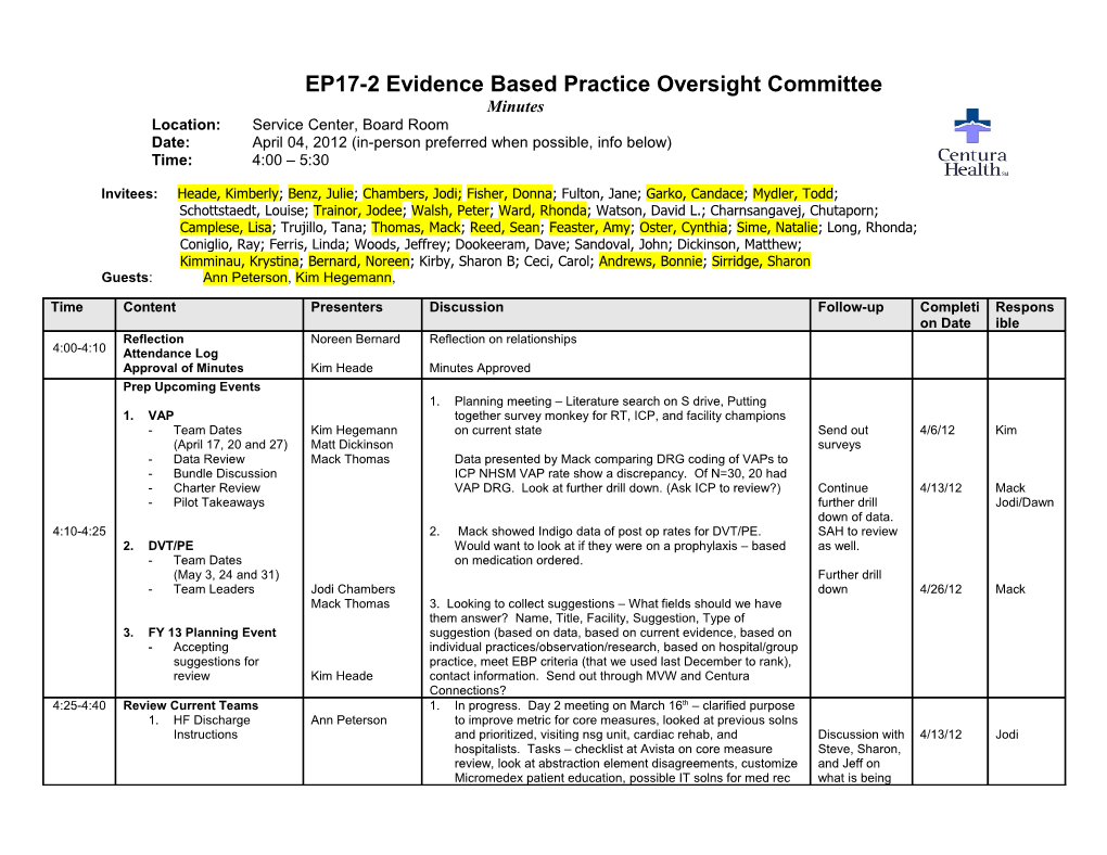 EP17-2 Evidence Based Practice Oversight Committee