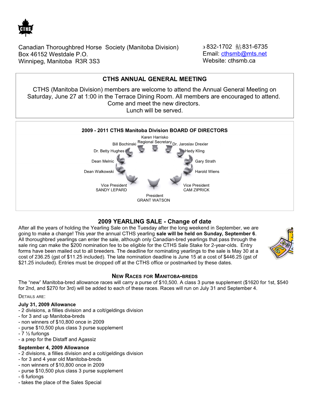 Canadian Thoroughbred Horse Society (Manitoba Division)