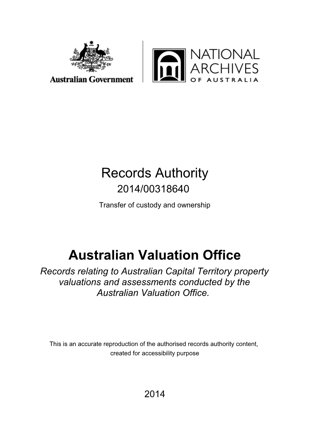 Australian Valuation Office (AVO) - Records Relating to Australian Capital Territory Propert