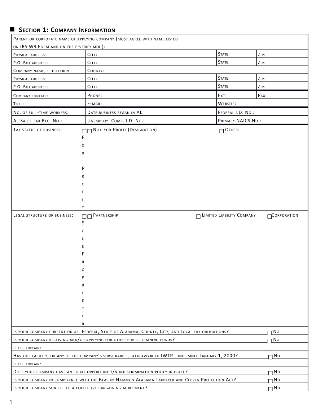 Section 4: Training Project Information