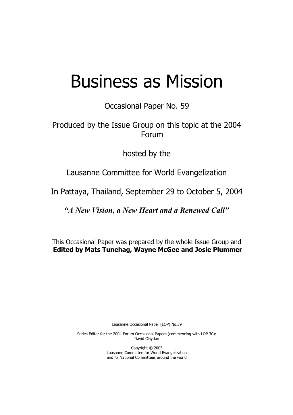 Introduction to Business As Mission